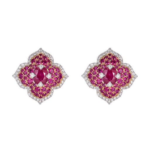Rose Gold Pasha Stud Earrings - Ruby