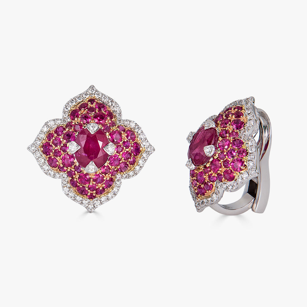 Rose Gold Pasha Stud Earrings - Ruby