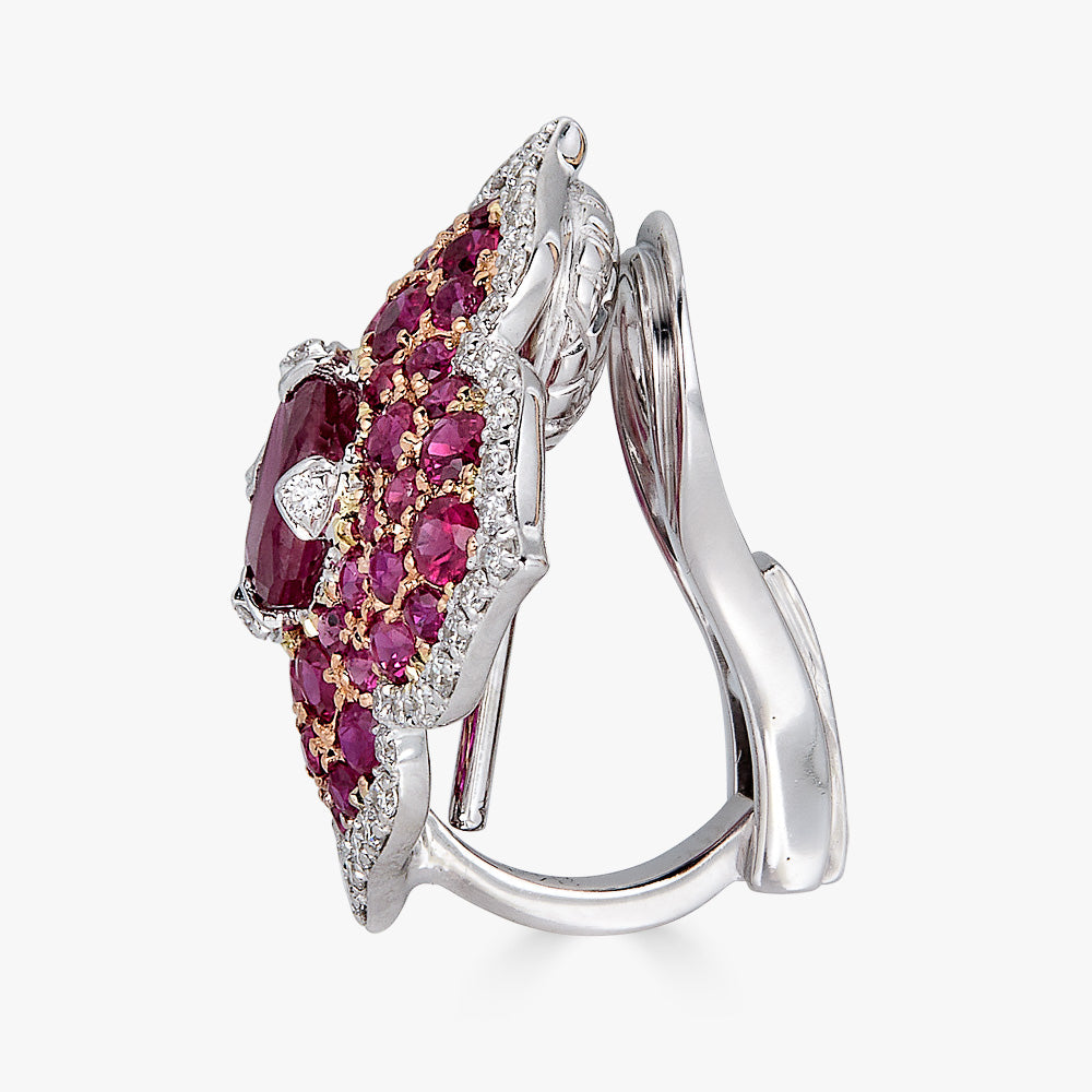 Rose Gold Pasha Stud Earrings - Ruby
