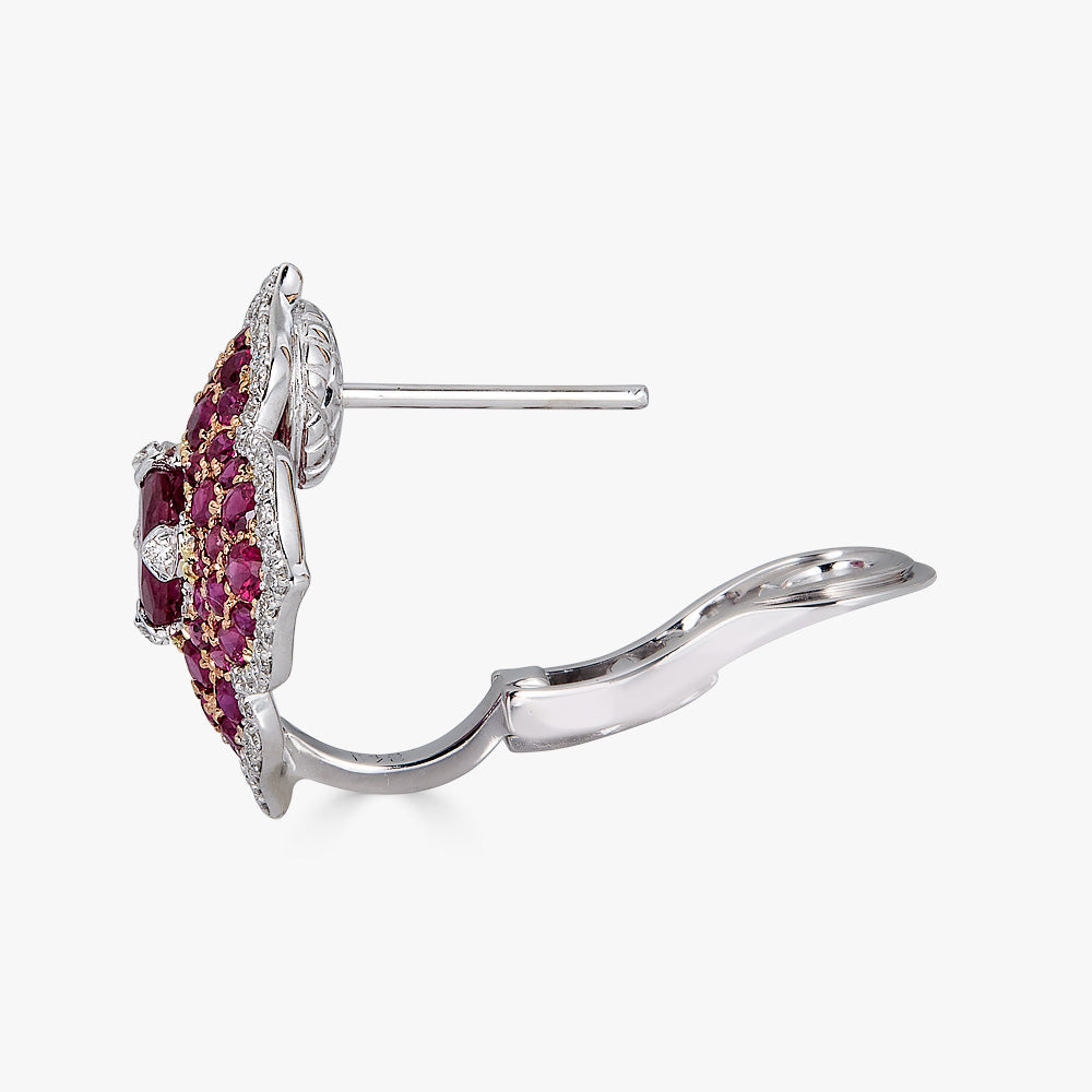 Rose Gold Pasha Stud Earrings - Ruby
