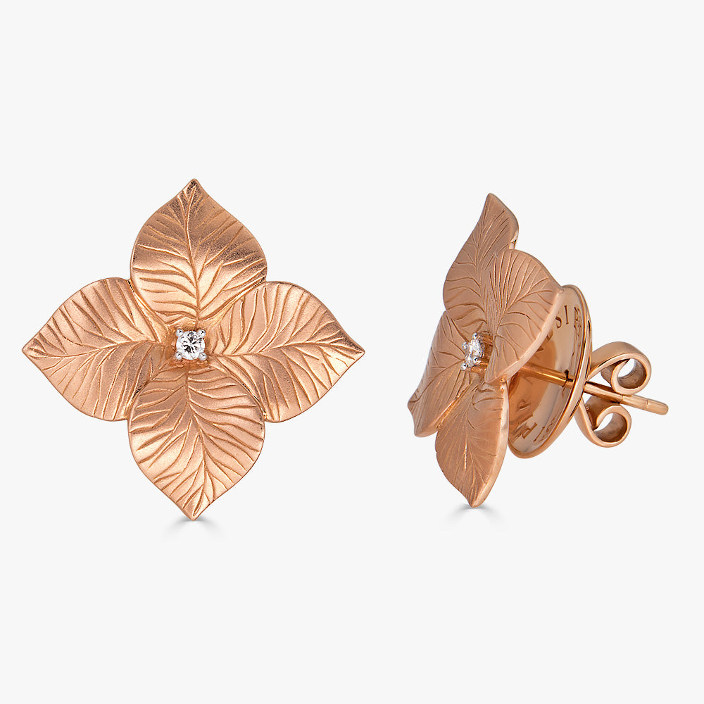 Rose Gold Oro Fiore Large Flower Earrings