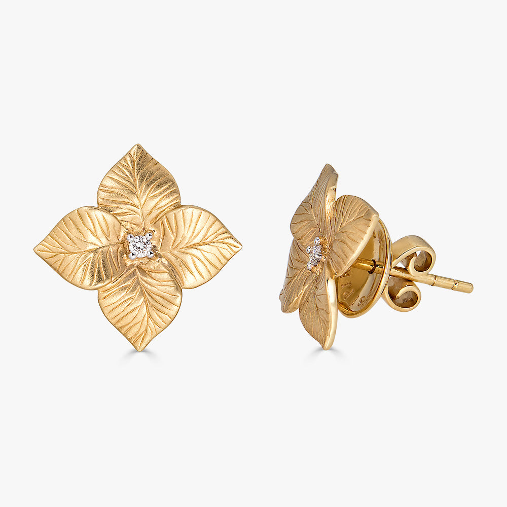 Yellow Gold Oro Fiore Small Flower Earrings