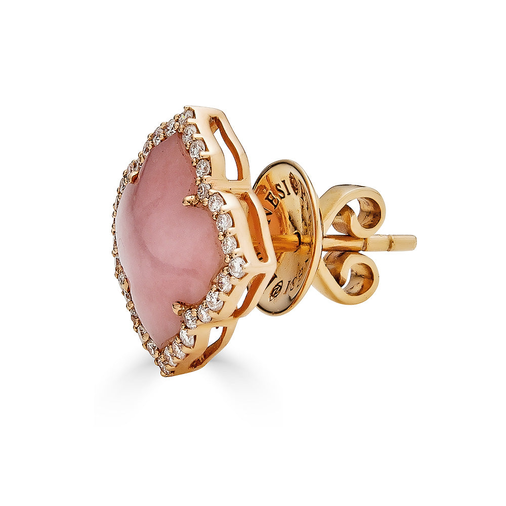 Rose Gold Capri Small Flower Earrings - Pink Opal