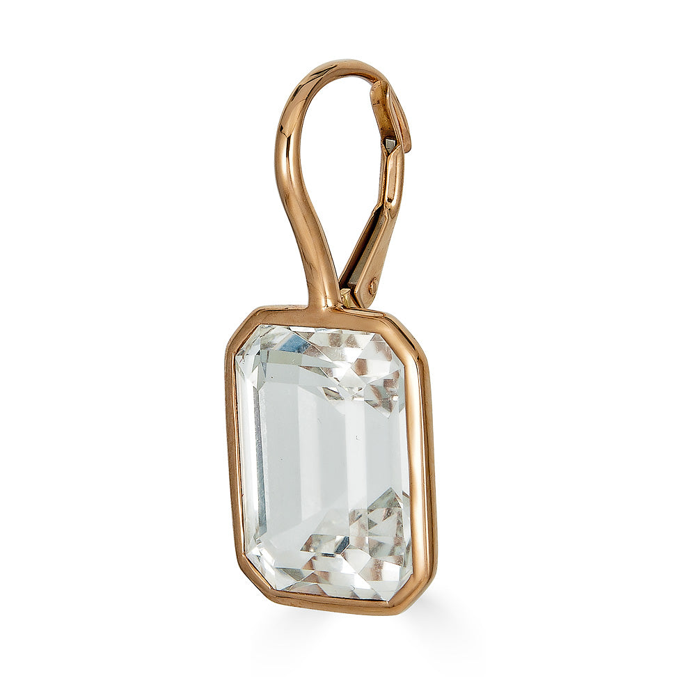 Rose Gold Pietra Single Drop Earrings - White Topaz