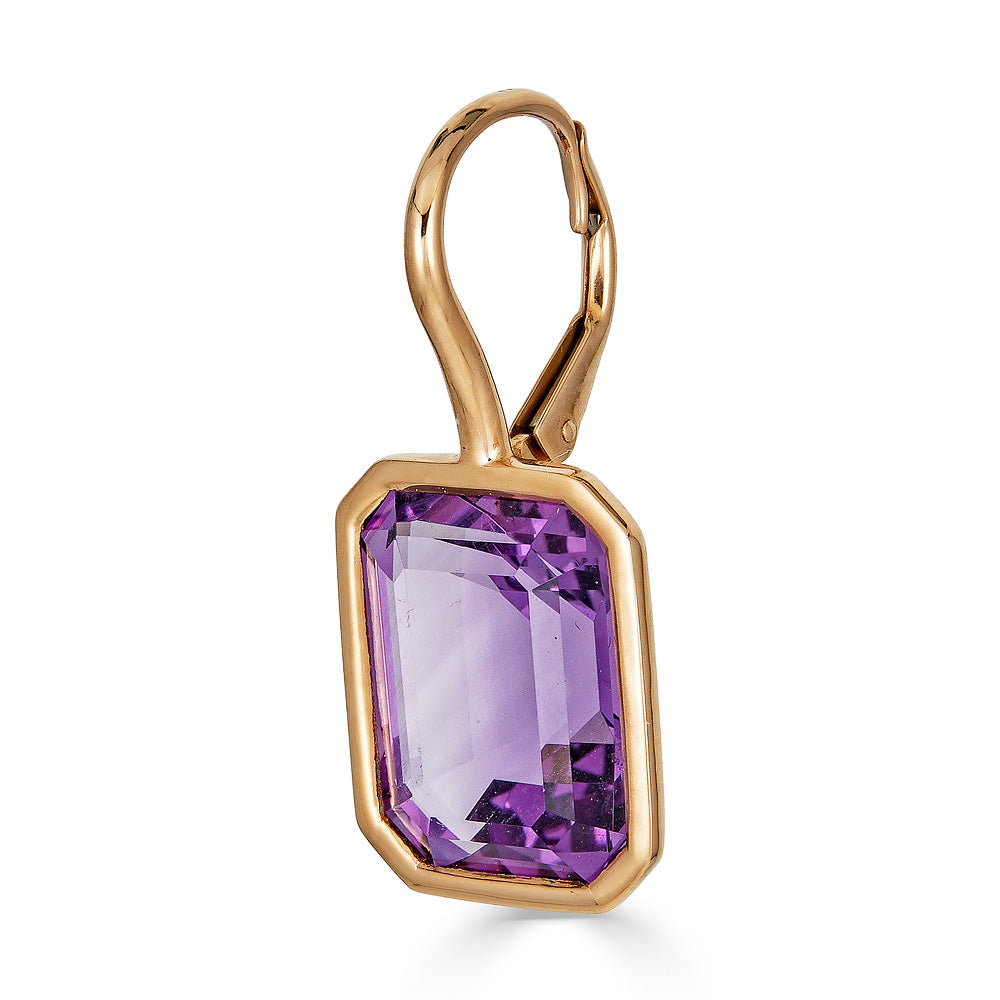 Rose Gold Pietra Single Drop Earrings - Amethyst