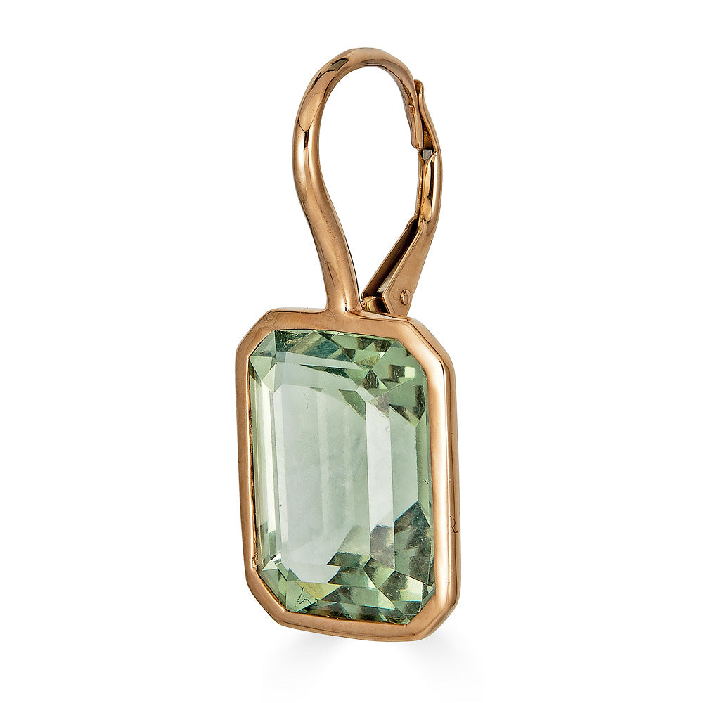Rose Gold Pietra Single Drop Earrings - Green Amethyst