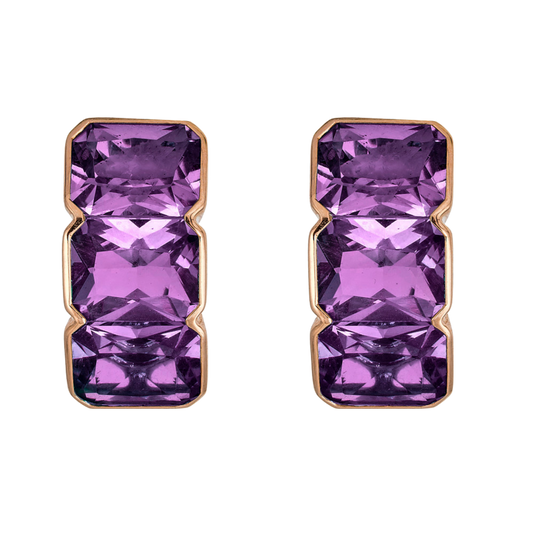 Rose Gold Pietra Huggie Earring - Amethyst