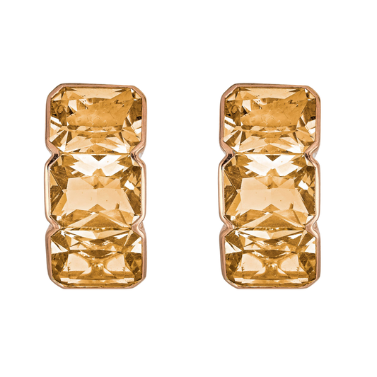 Yellow Gold Pietra Huggie Earring - Yellow Citrine
