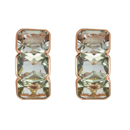 Rose Gold Pietra Huggie Earring - Green Amethyst