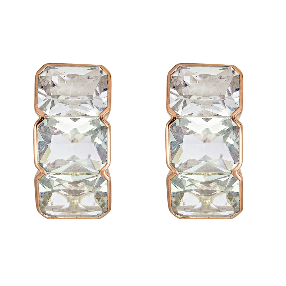 Rose Gold Pietra Huggie Earring - White Topaz