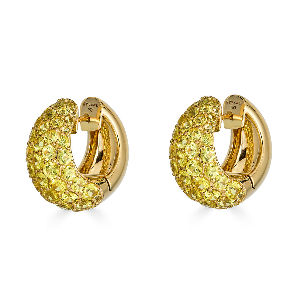 Yellow Gold Dome Huggie Earring - Yellow Sapphire