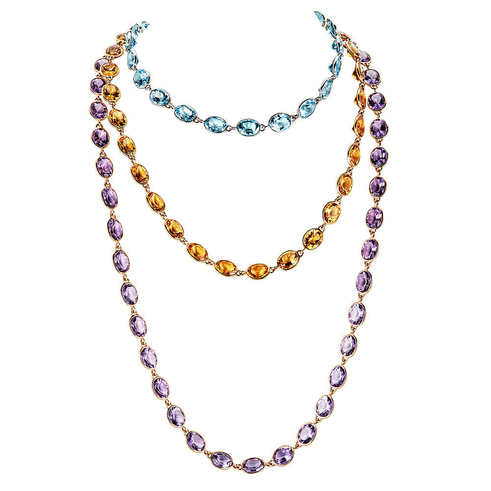 Yellow Gold Pietra Oval Chain Necklace - Yellow Citrine