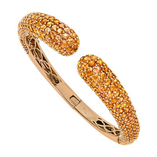 Rose Gold Dome Bangle - Orange Sapphire