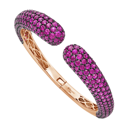 Rose Gold Dome Bangle - Pink Sapphire