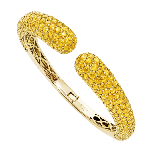 Yellow Gold Dome Bangle - Yellow Sapphire