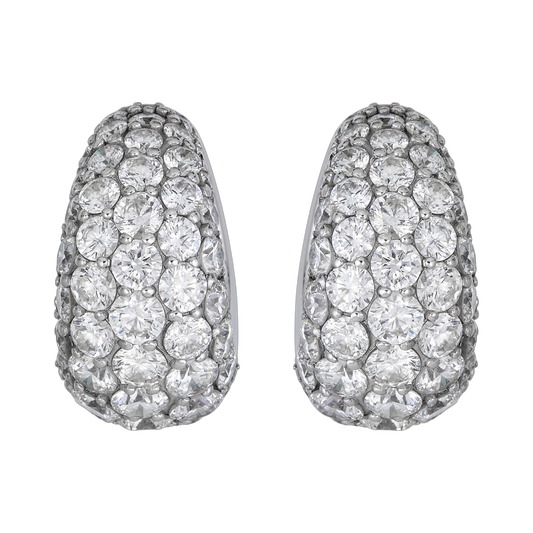 White Gold Dome Huggie Earring