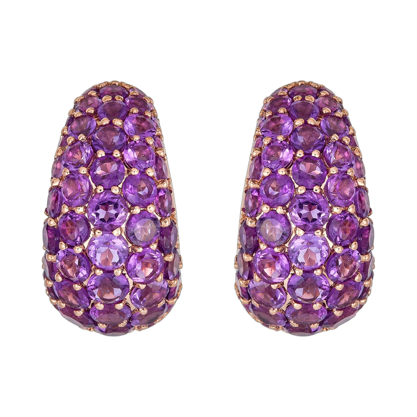 Rose Gold Dome Huggie Earring - Amethyst
