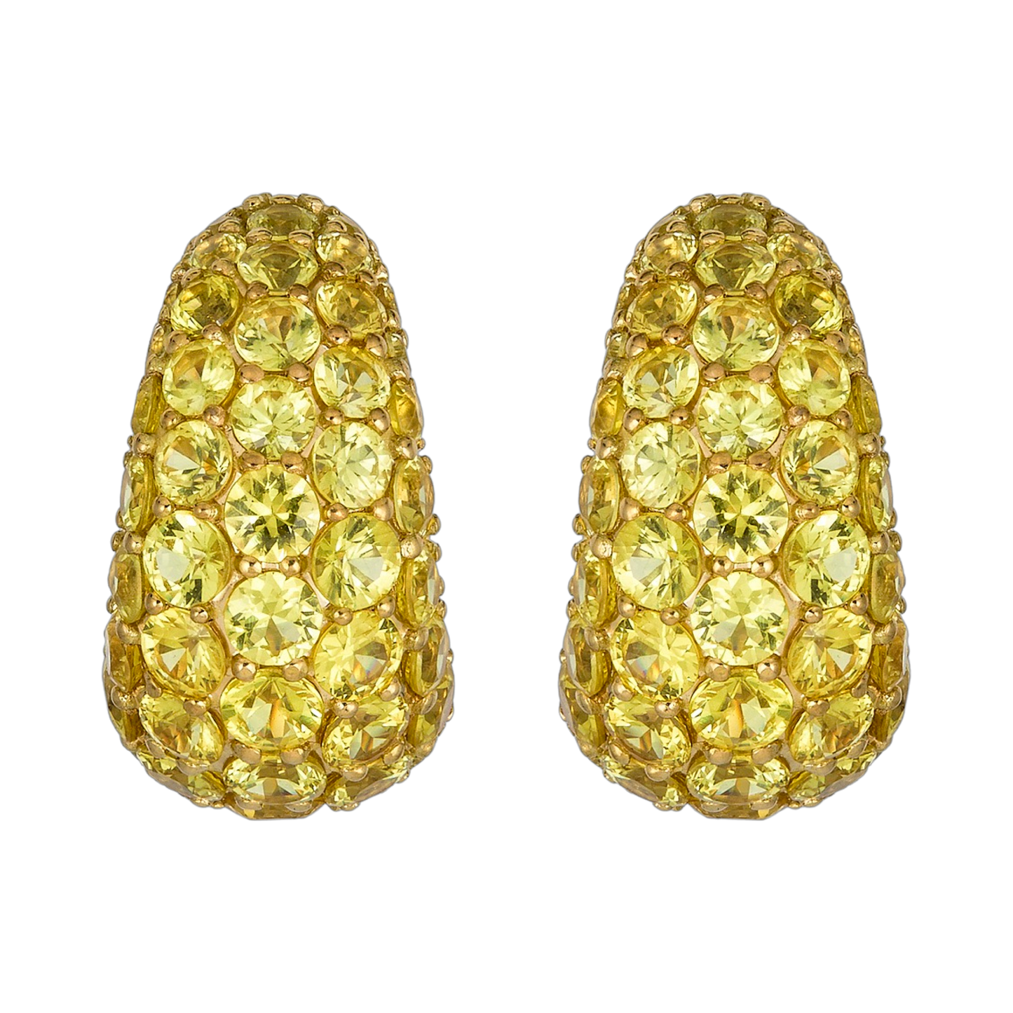 Yellow Gold Dome Huggie Earring - Yellow Sapphire