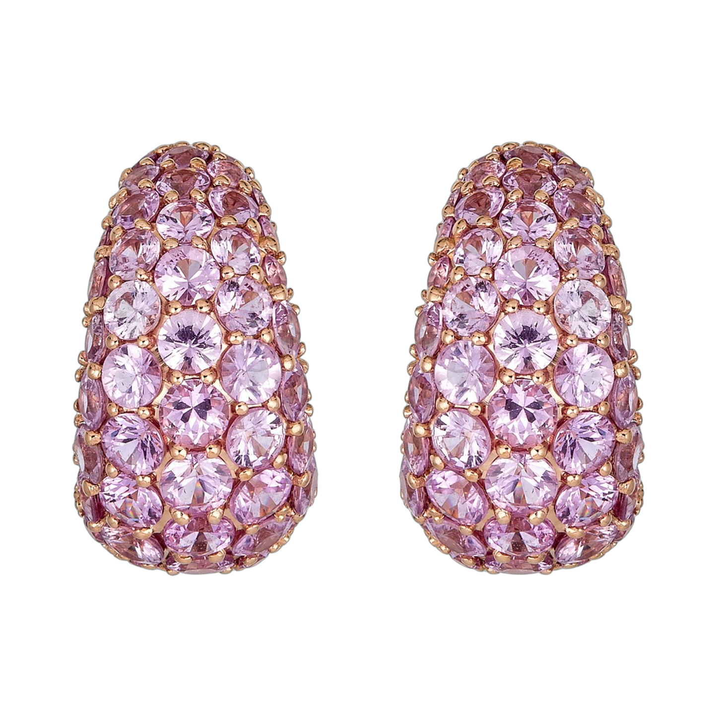 Rose Gold Dome Huggie Earring - Pink Sapphire