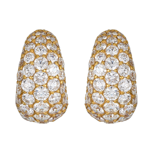 Yellow Gold Dome Huggie Earring