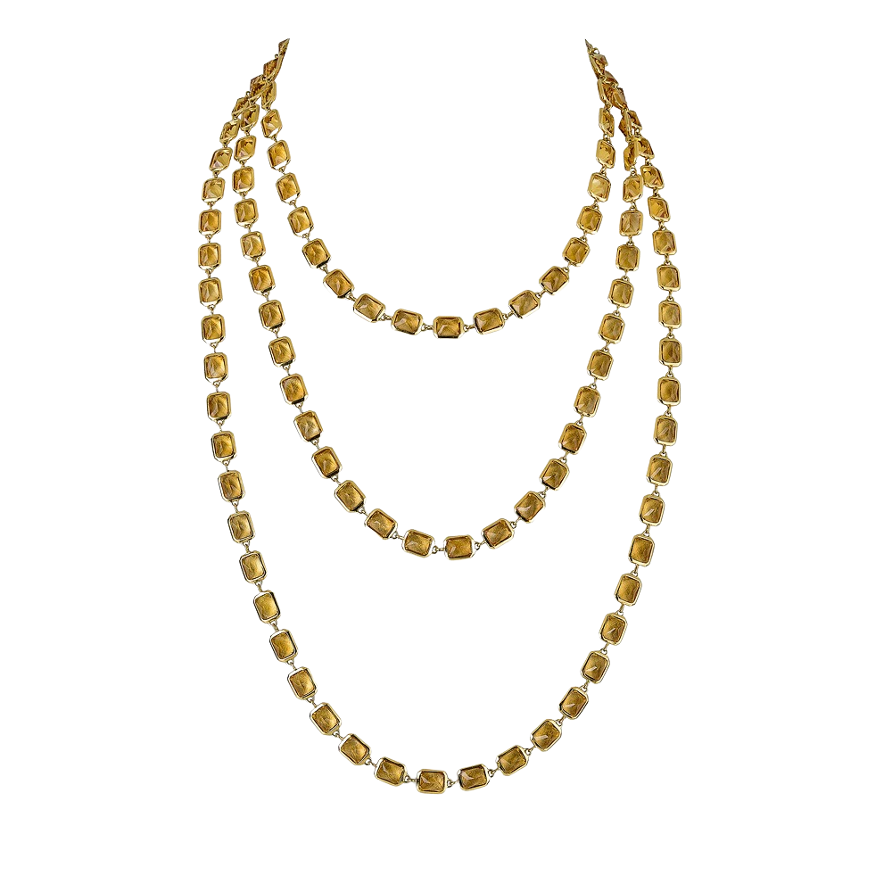 Yellow Gold Pietra Emerald Cut Chain Necklace - Yellow Citrine