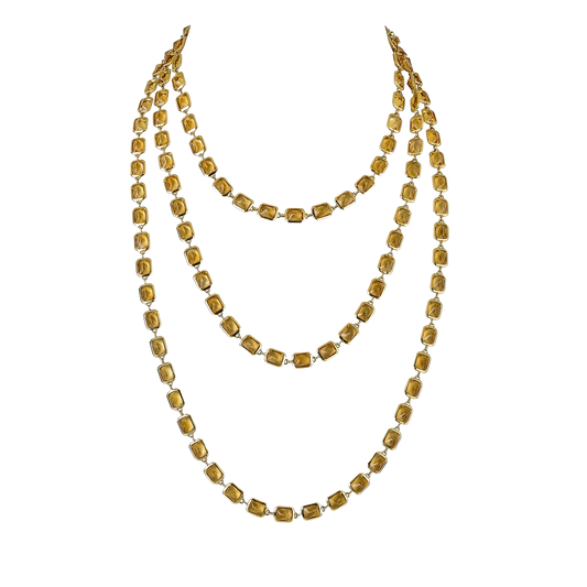 Yellow Gold Pietra Emerald Cut Chain Necklace - Yellow Citrine