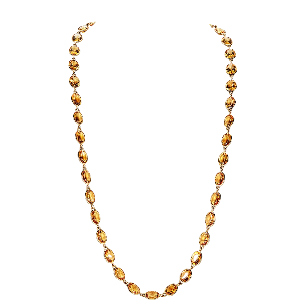 Yellow Gold Pietra Oval Chain Necklace - Yellow Citrine