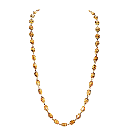 Yellow Gold Pietra Oval Chain Necklace - Yellow Citrine