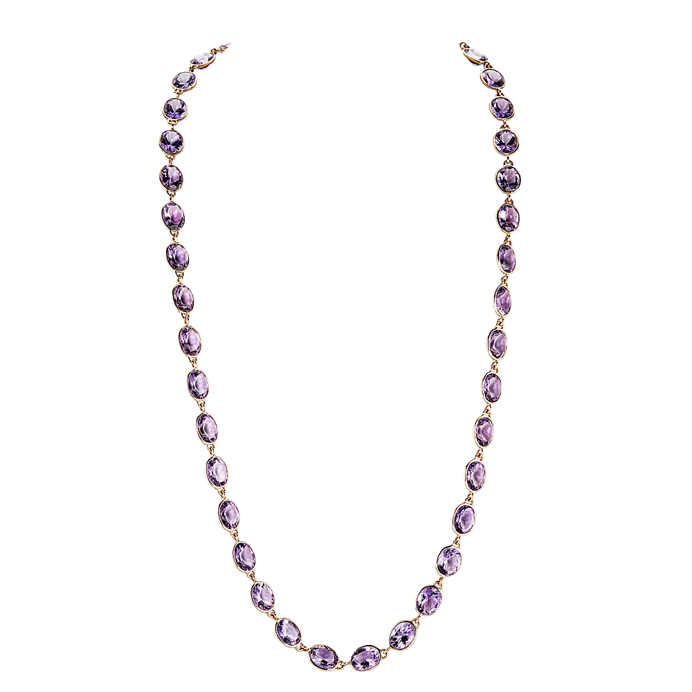 Rose Gold Pietra Oval Chain Necklace - Amethyst