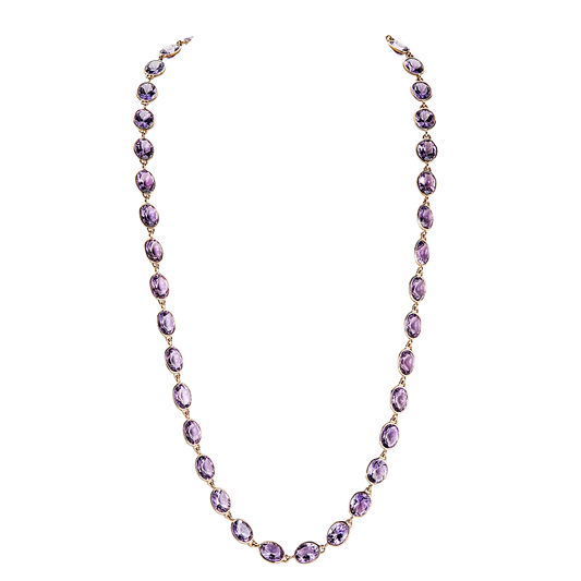 Rose Gold Pietra Oval Chain Necklace - Amethyst