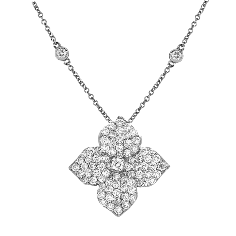 White Gold Fiore Large Flower Necklace