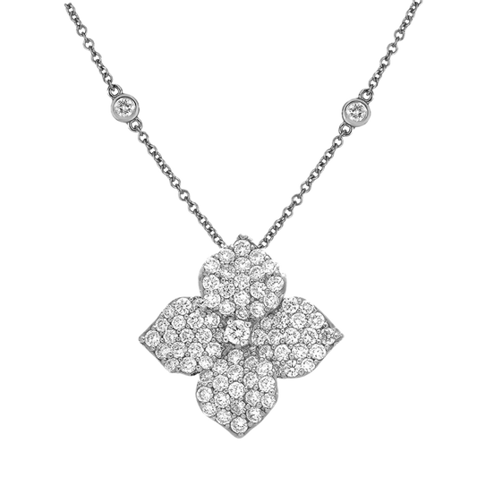 White Gold Fiore Large Flower Necklace
