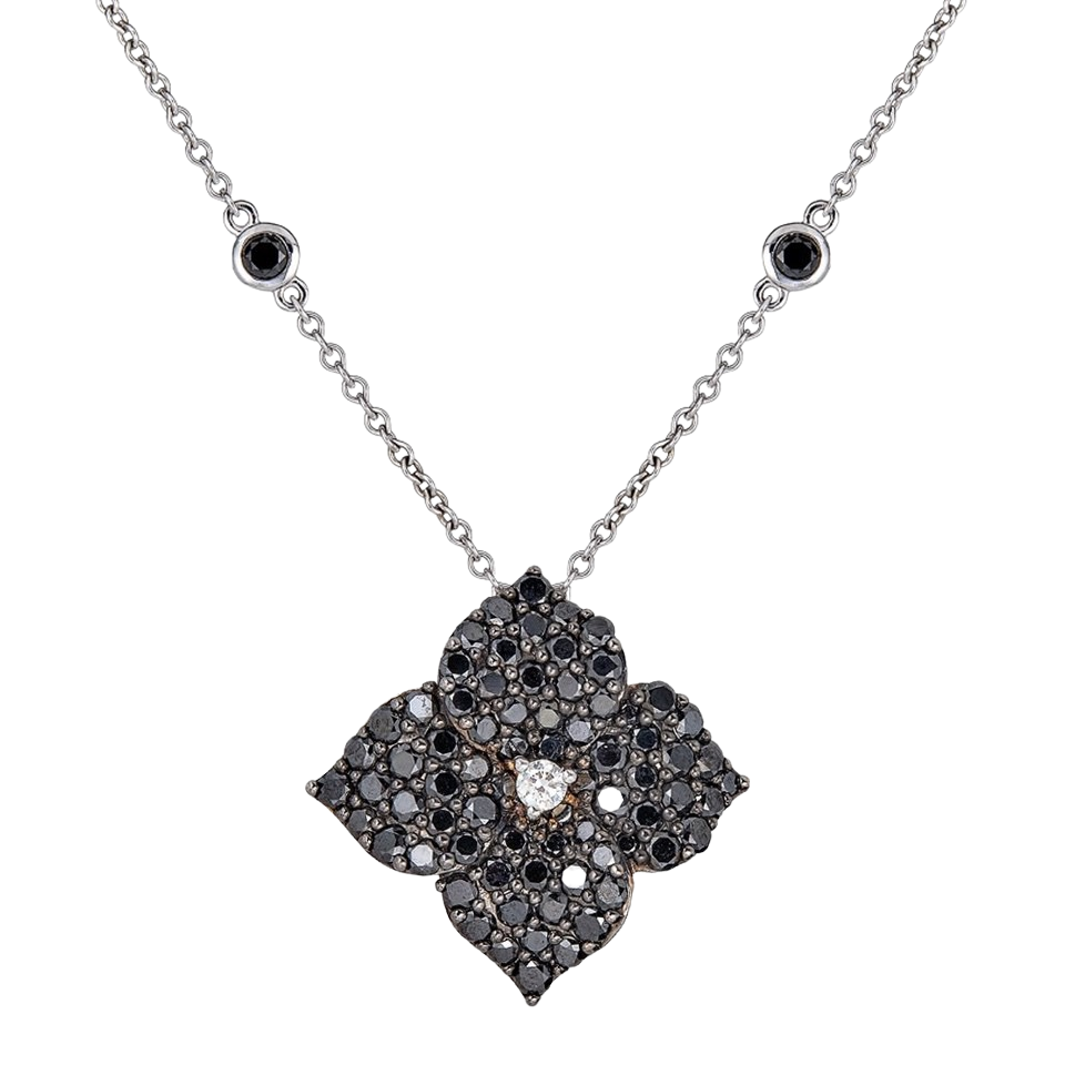 Black Gold Fiore Large Flower Necklace - Black Diamond