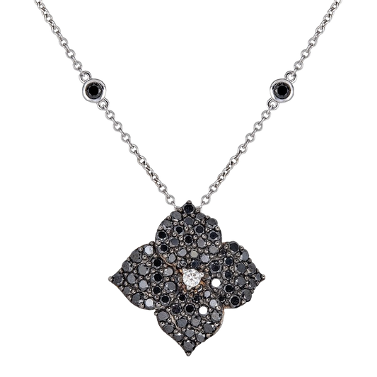 Black Gold Fiore Large Flower Necklace - Black Diamond