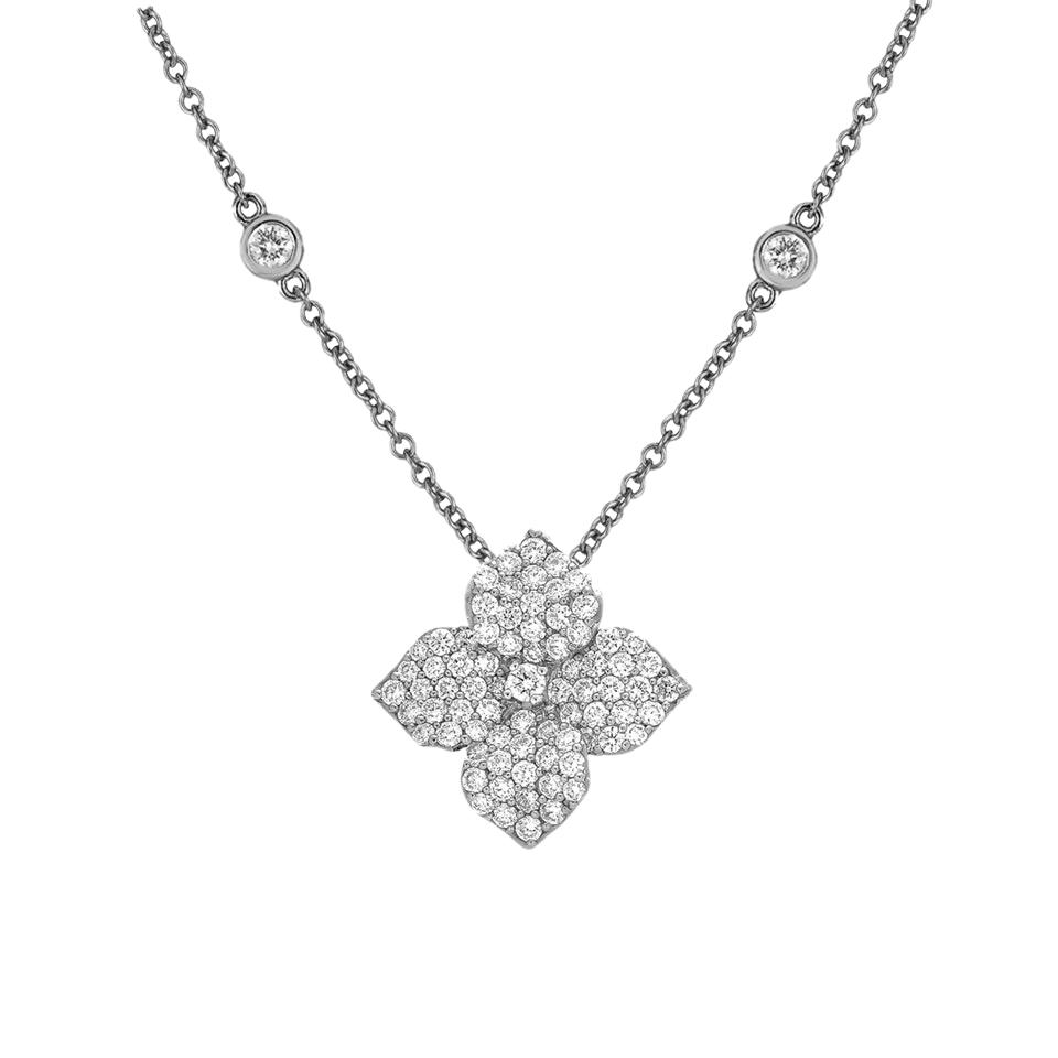 White Gold Fiore Small Flower Necklace