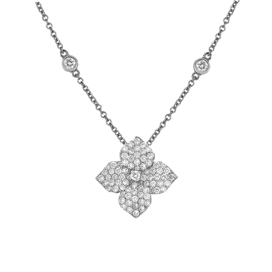 White Gold Fiore Small Flower Necklace