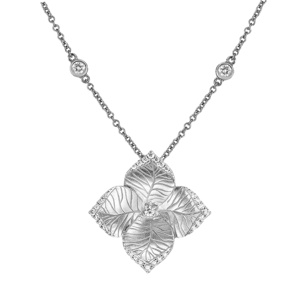White Gold Oro Fiore Large Flower Necklace