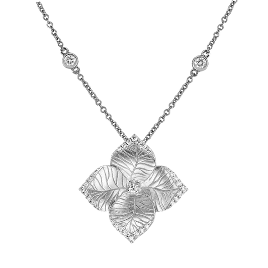 White Gold Oro Fiore Large Flower Necklace