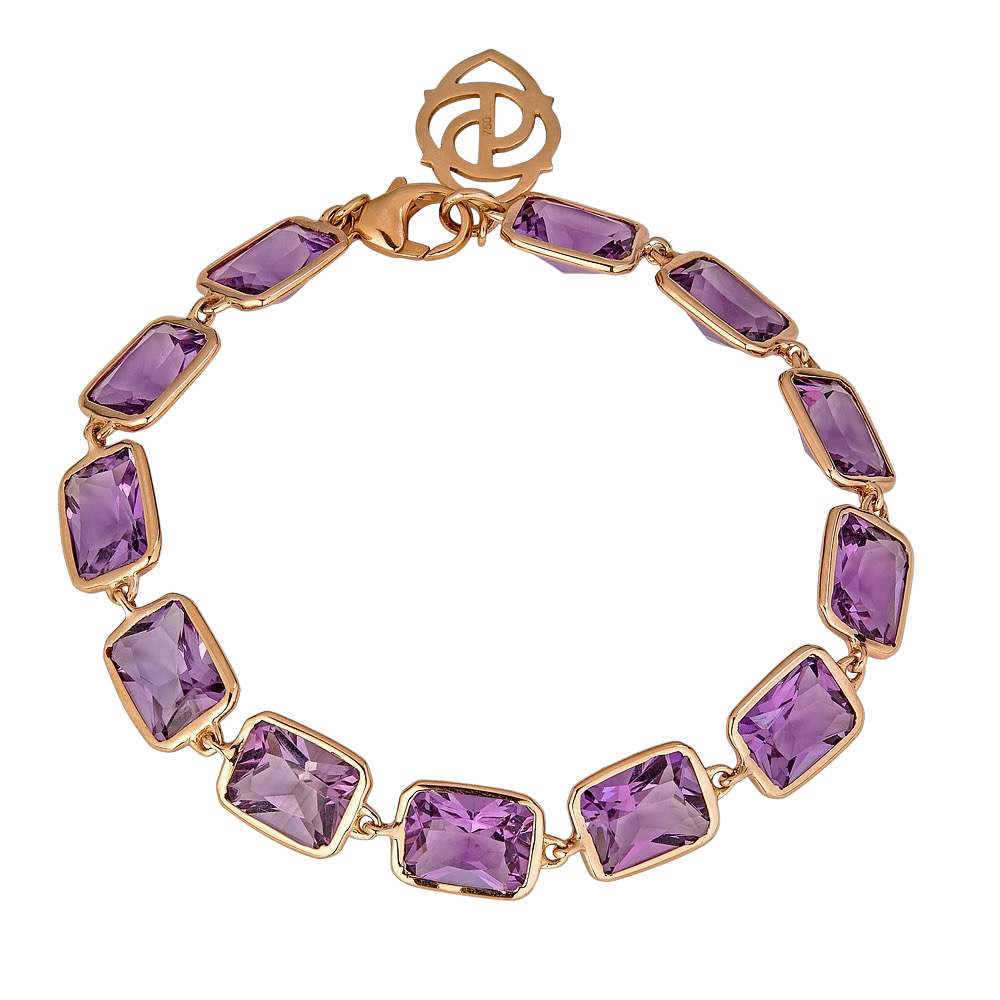 Rose Gold Pietra Emerald Cut Bracelet - Amethyst