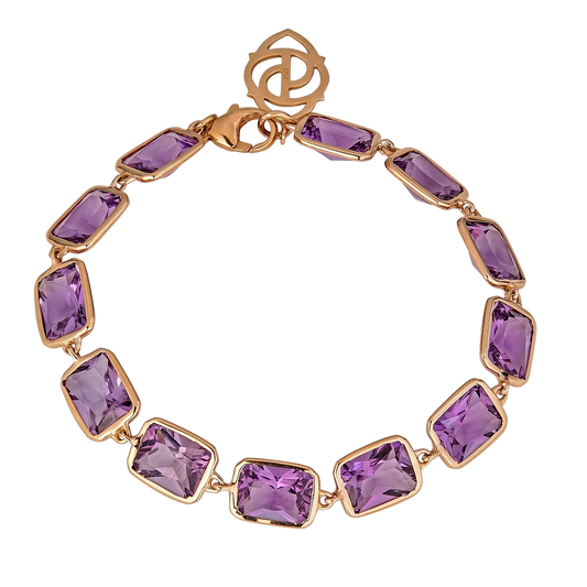 Rose Gold Pietra Emerald Cut Bracelet - Amethyst