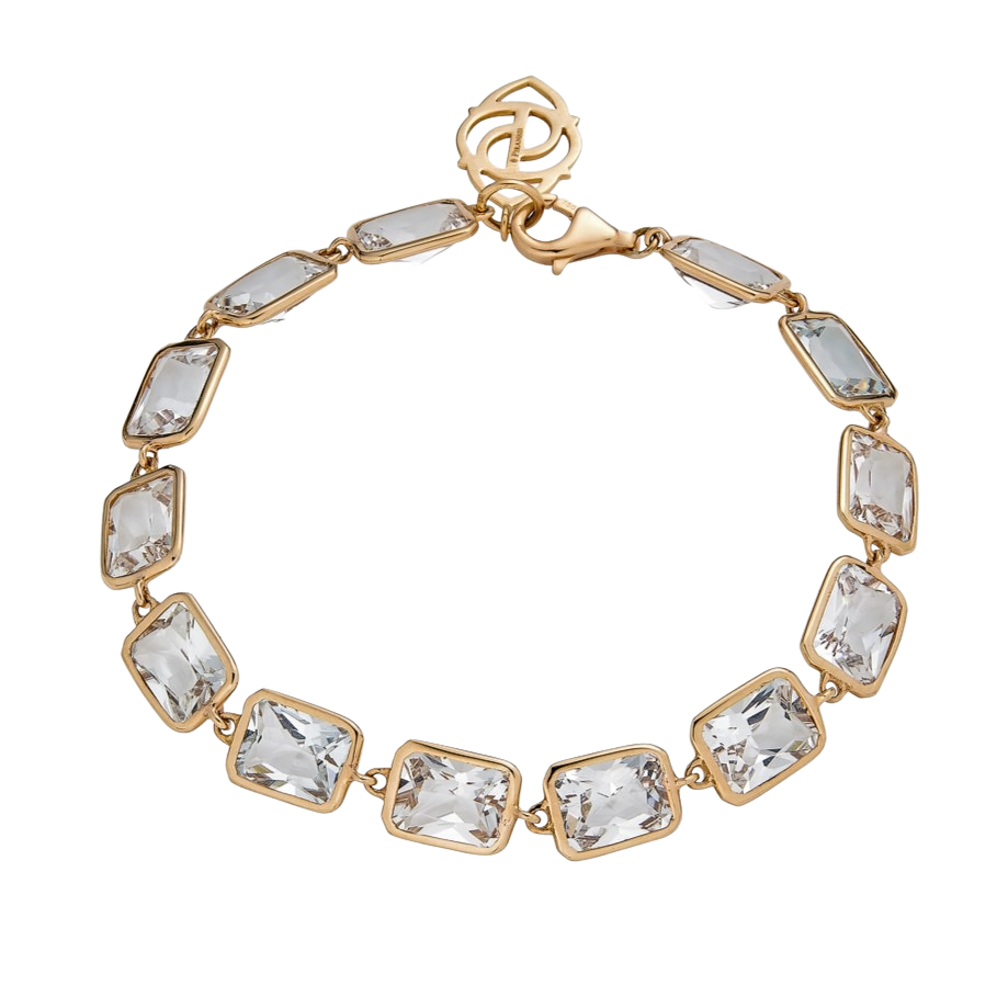 Rose Gold Pietra Emerald Cut Bracelet - White Topaz