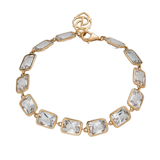 Rose Gold Pietra Emerald Cut Bracelet - White Topaz