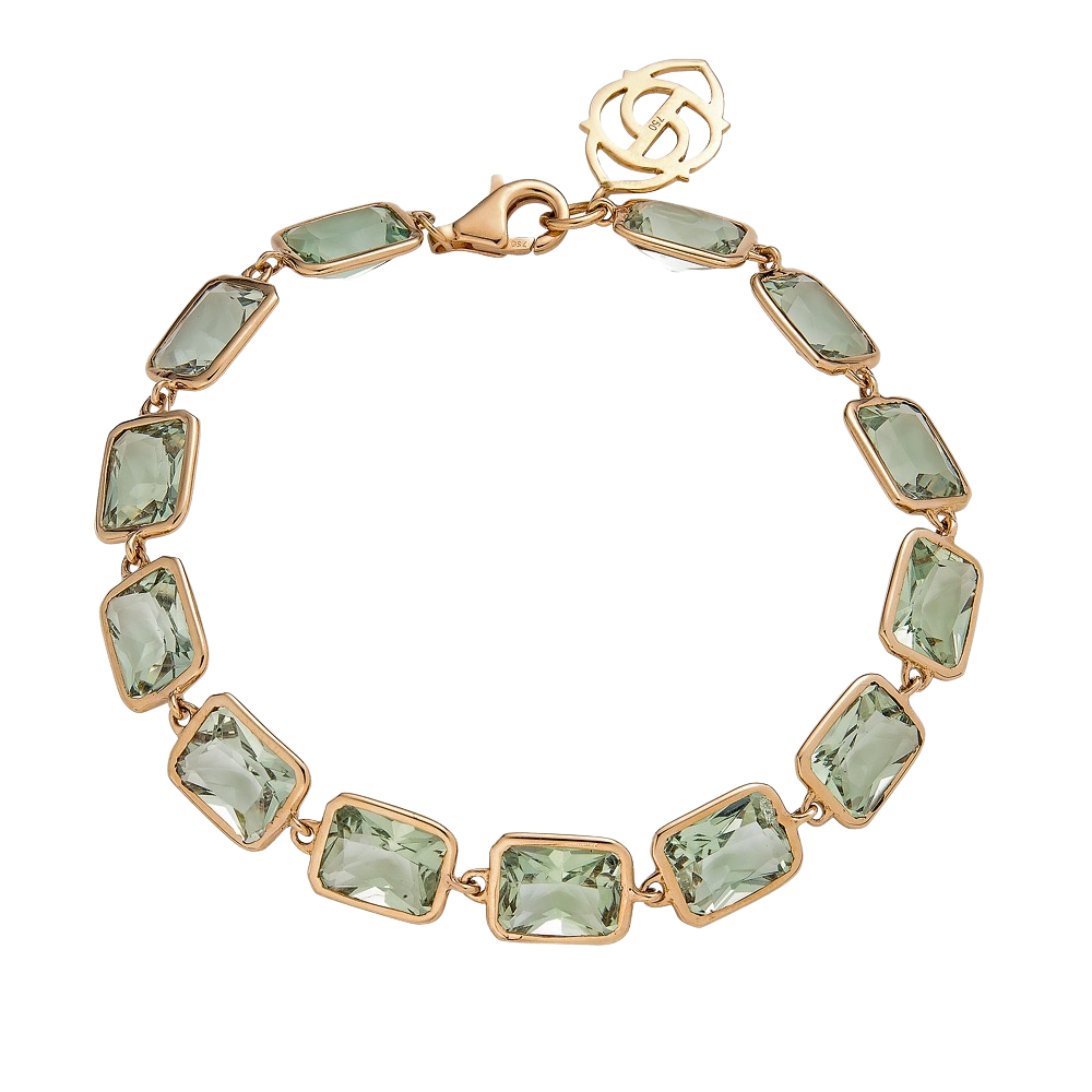Rose Gold Pietra Emerald Cut Bracelet - Green Amethyst
