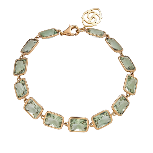 Rose Gold Pietra Emerald Cut Bracelet - Green Amethyst