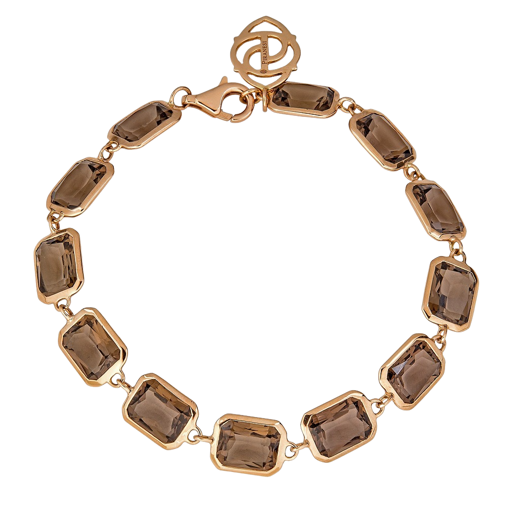 Rose Gold Pietra Emerald Cut Bracelet - Smokey Quartz