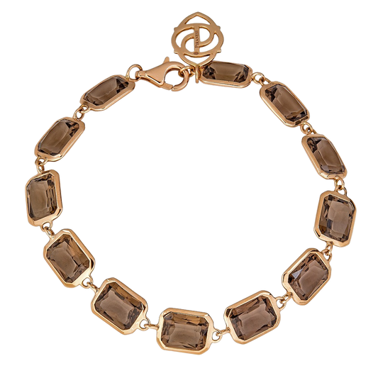 Rose Gold Pietra Emerald Cut Bracelet - Smokey Quartz