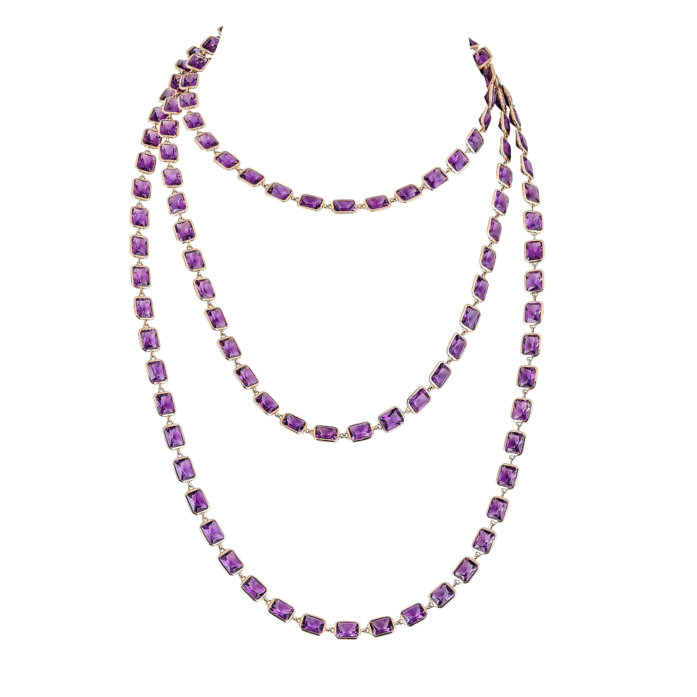 Rose Gold Pietra Emerald Cut Chain Necklace - Amethyst