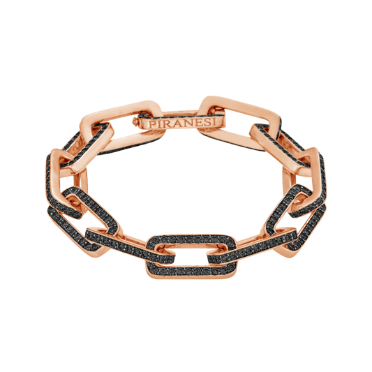 Rose Gold Link Bracelet - Black Diamond