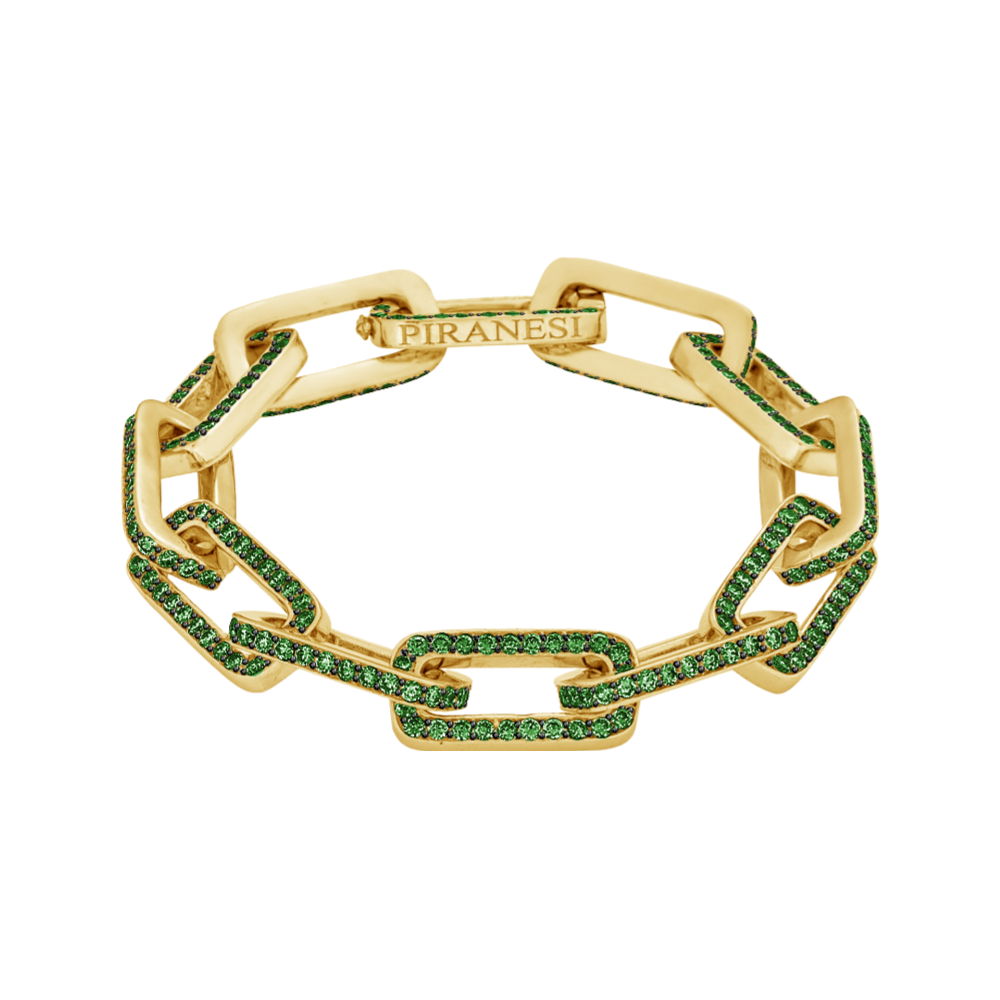 Yellow Gold Link Bracelet - Tsavorite