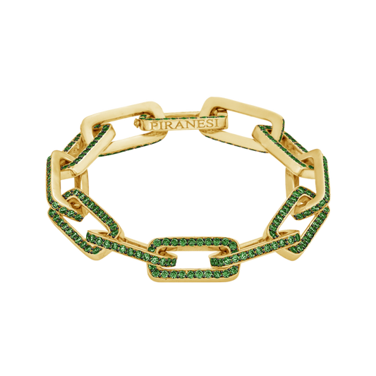 Yellow Gold Link Bracelet - Tsavorite